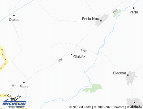 MICHELIN Giulvăz map - ViaMichelin