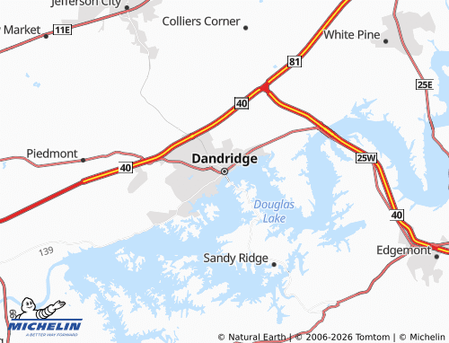 Mapa MICHELIN Dandridge - ViaMichelin