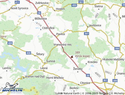 MICHELIN Vranovská Ves map - ViaMichelin