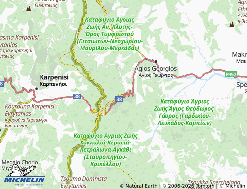MICHELIN Tymfristos map - ViaMichelin