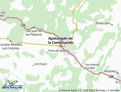 MICHELIN Apatzingán de la Constitución map - ViaMichelin