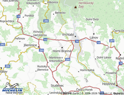 Kaart MICHELIN Horní Branná - ViaMichelin