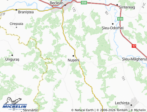 MICHELIN Nușeni map - ViaMichelin