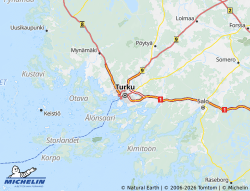 Kaart MICHELIN Varsinais-Suomi - ViaMichelin