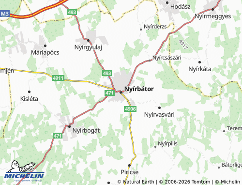 MICHELIN Nyírbátor map - ViaMichelin