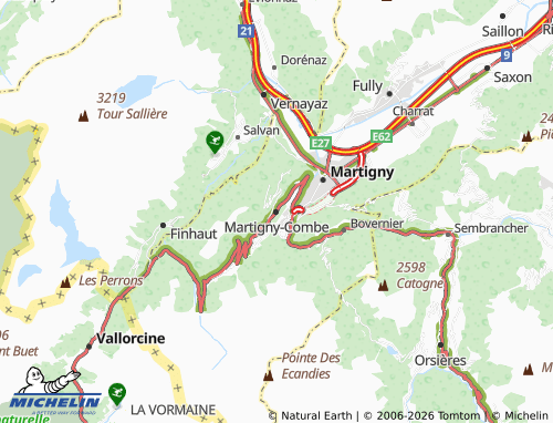 Kaart MICHELIN Martigny-Combe - ViaMichelin