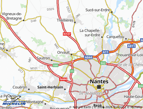 Mapa MICHELIN Orvault - ViaMichelin