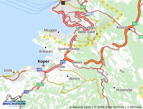 MICHELIN Zgornje Škofije map - ViaMichelin