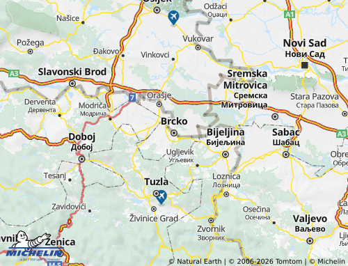 Carte MICHELIN District de Brcko - ViaMichelin