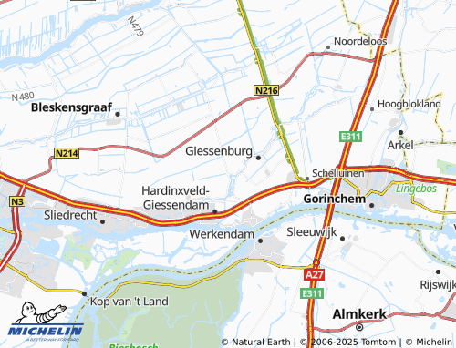 Kaart MICHELIN Giessen Oudekerk - ViaMichelin