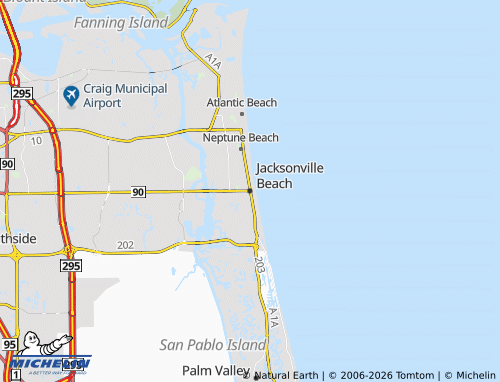 Carte MICHELIN Jacksonville Beach - ViaMichelin