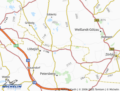 MICHELIN-Landkarte Trebbichau an der Fuhne - ViaMichelin