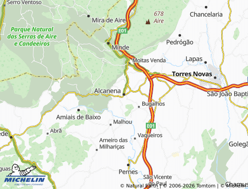MICHELIN Alcanena map - ViaMichelin