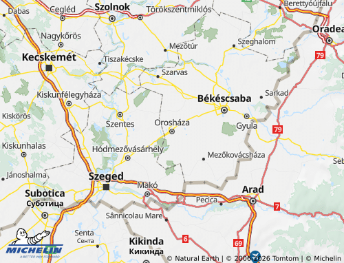 MICHELIN Orosházi járás map - ViaMichelin