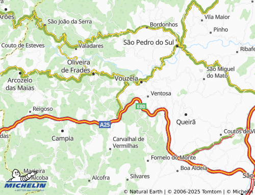 MICHELIN Paços de Vilharigues map - ViaMichelin