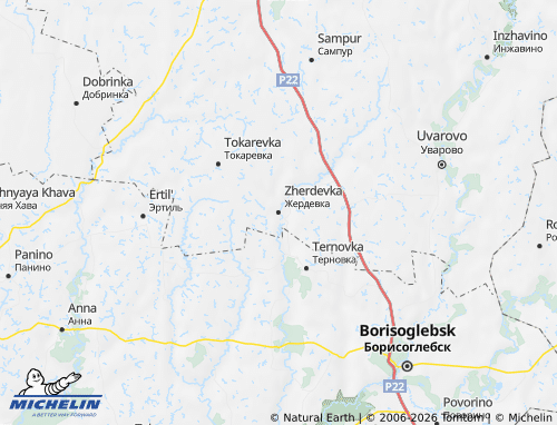 MICHELIN Zherdevskiy rayon map - ViaMichelin