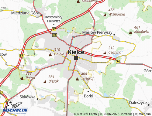 Carte MICHELIN Kielce - ViaMichelin