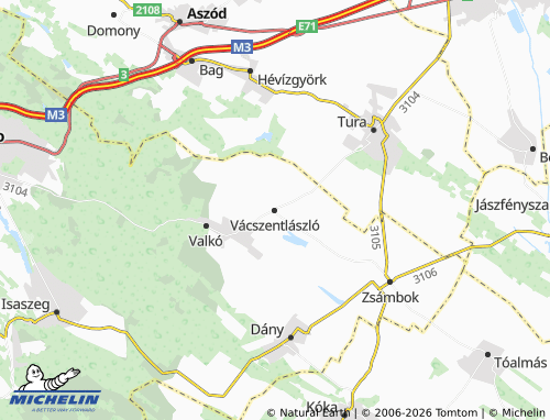 MICHELIN Vácszentlászló map - ViaMichelin