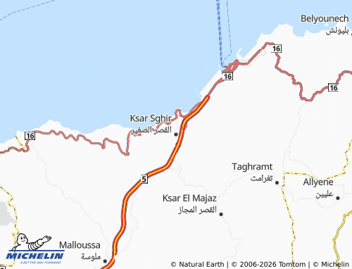 Carte MICHELIN Ksar Sghir - ViaMichelin