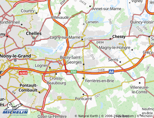 MICHELIN Bussy-Saint-Martin map - ViaMichelin