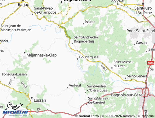 MICHELIN Goudargues map - ViaMichelin