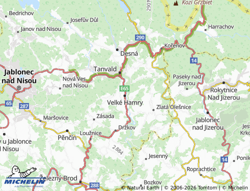 Mapa MICHELIN Velké Hamry - ViaMichelin