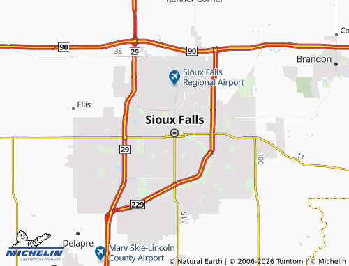 Kaart MICHELIN Sioux Falls - ViaMichelin