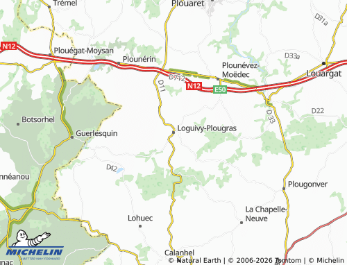 MICHELIN Loguivy-Plougras map - ViaMichelin