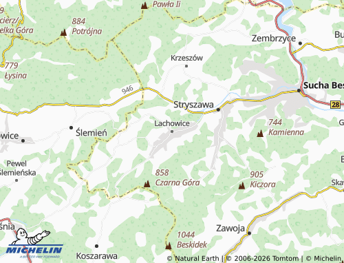 MICHELIN Lachowice map - ViaMichelin