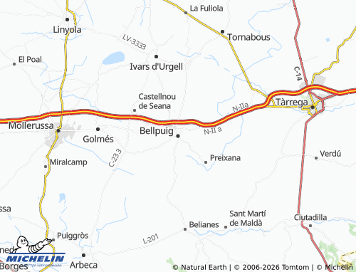 MICHELIN Bellpuig map - ViaMichelin