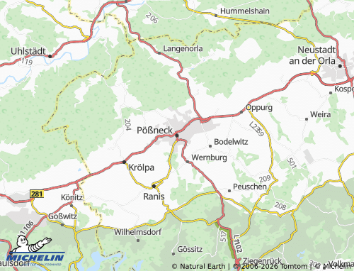MICHELIN Pößneck map - ViaMichelin