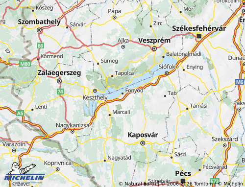 Mapa MICHELIN Fonyódi járás - ViaMichelin