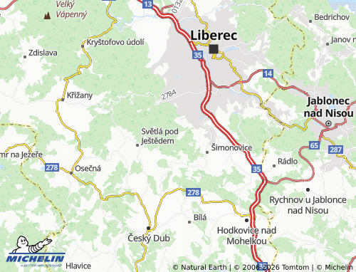 Mappa MICHELIN Liberec XXVIII-Hluboká - ViaMichelin