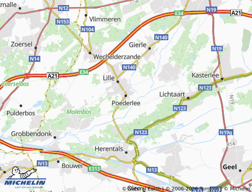 MICHELIN Poederlee map - ViaMichelin