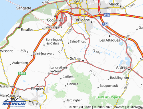 MICHELIN Hames-Boucres map - ViaMichelin