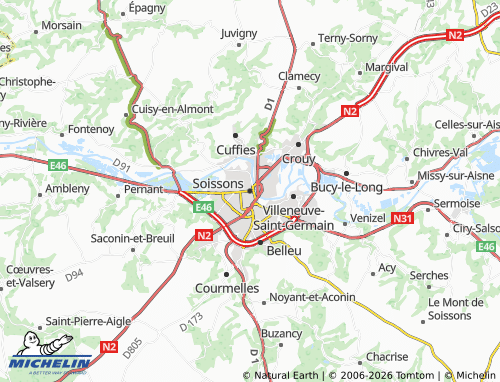 MICHELIN Soissons map - ViaMichelin