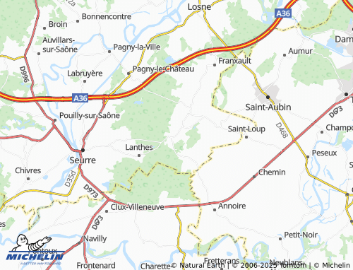 Carte MICHELIN Grosbois-lès-Tichey - ViaMichelin