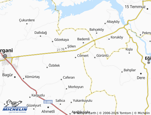 MICHELIN Cömert map - ViaMichelin