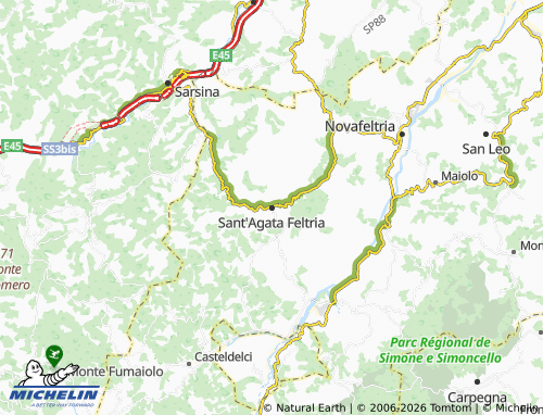 MICHELIN Sant'Agata Feltria map - ViaMichelin