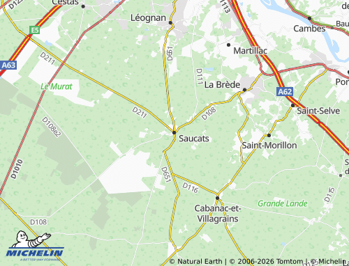 Carte MICHELIN Saucats - ViaMichelin