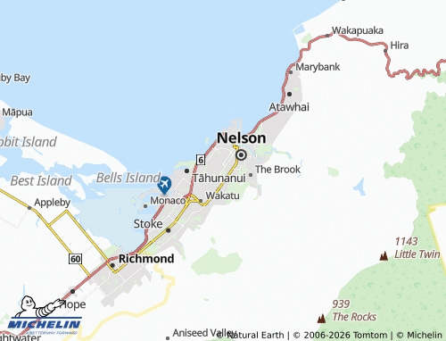 MICHELIN-Landkarte Nelson South - ViaMichelin