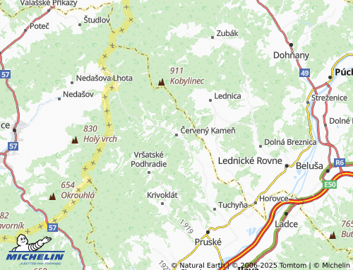 MICHELIN Červený Kameň map - ViaMichelin