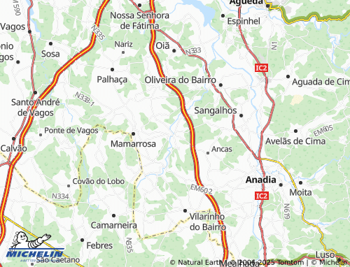 Mapa MICHELIN Amoreira da Gândara - ViaMichelin
