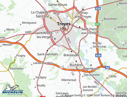 MICHELIN Rosières-près-Troyes map - ViaMichelin