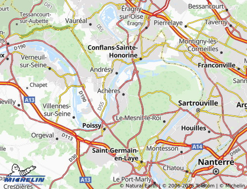 MICHELIN Achères map - ViaMichelin