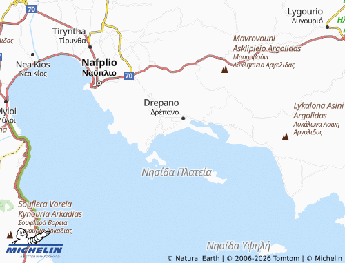 MICHELIN Paralia Asinis map - ViaMichelin