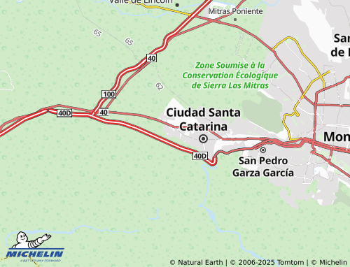 MICHELIN Cumbres de Santa Catarina Cuarto Sector map - ViaMichelin