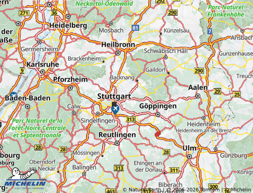 Mapa MICHELIN Distrito do Rems-Murr - ViaMichelin