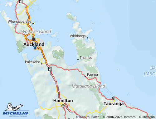 Mapa MICHELIN Thames-Coromandel - ViaMichelin