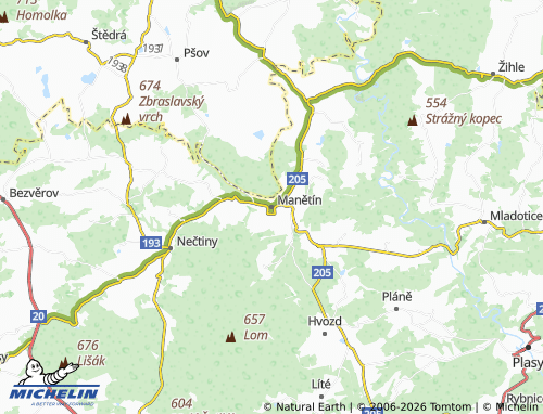 Carte MICHELIN Manětín - ViaMichelin